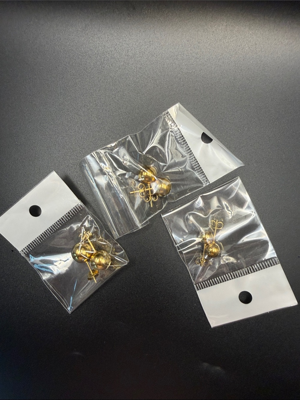 Gold Tone Ball Drop Earrings - Set of 3